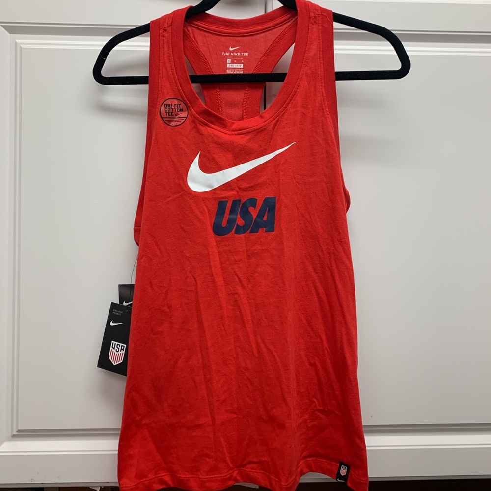 Red Nike USA Tank Cotton Dri-fit NWT